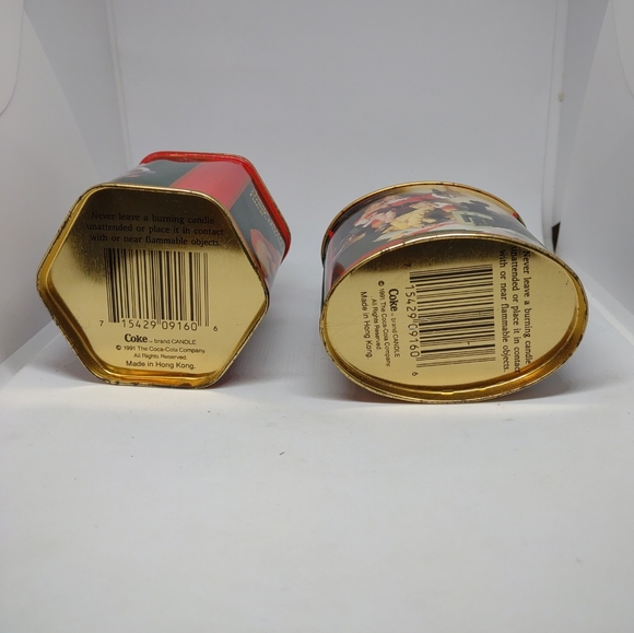 Lot Set of 2 vintage Coca-Cola Candles in Collector Metal Tins 1986 & 1991 - Picture 6 of 8